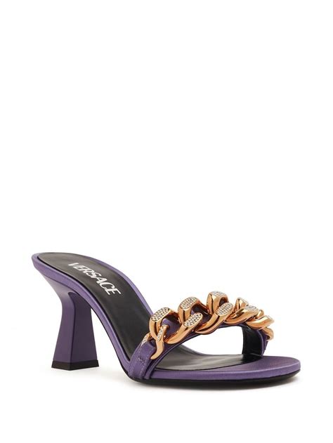 versace chain mules|Versace leather sandals.